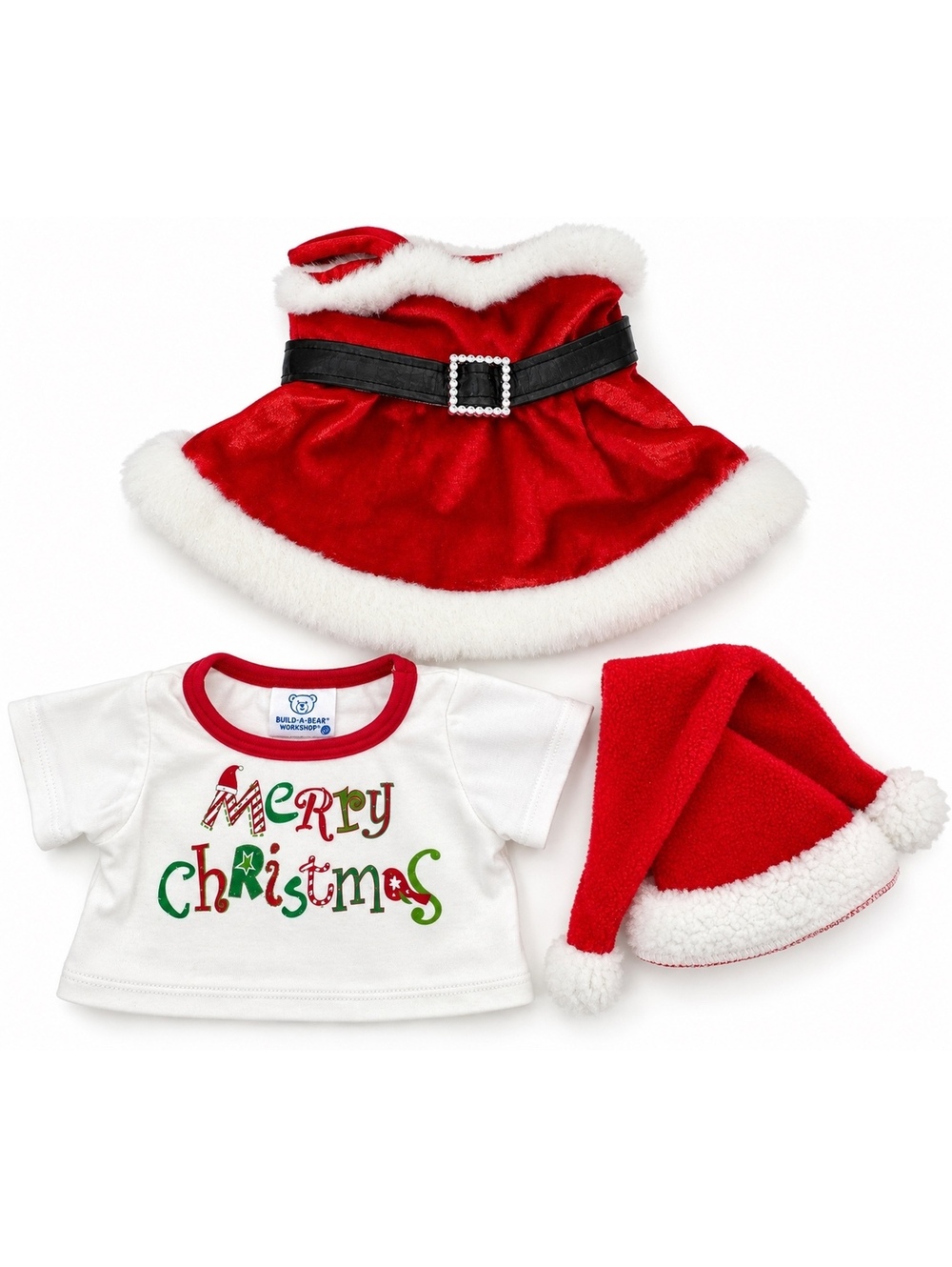 Build-A-Bear Workshop Christmas Outfit Lot Santa Dress Hat Tee